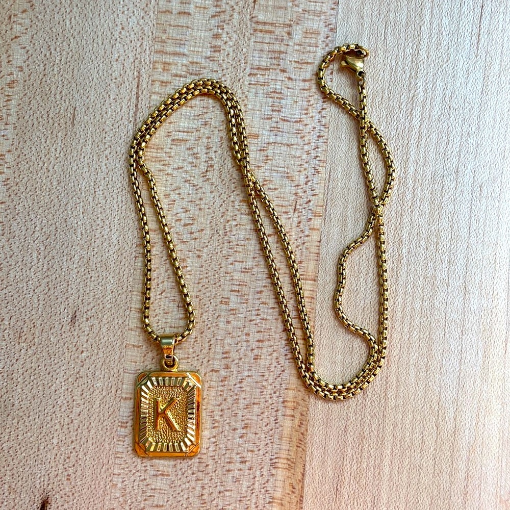 K initial gold necklace